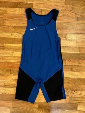 Used Men's Nike Dri Fit Medium One Piece Sleeveless Wrestling Singlet Blue